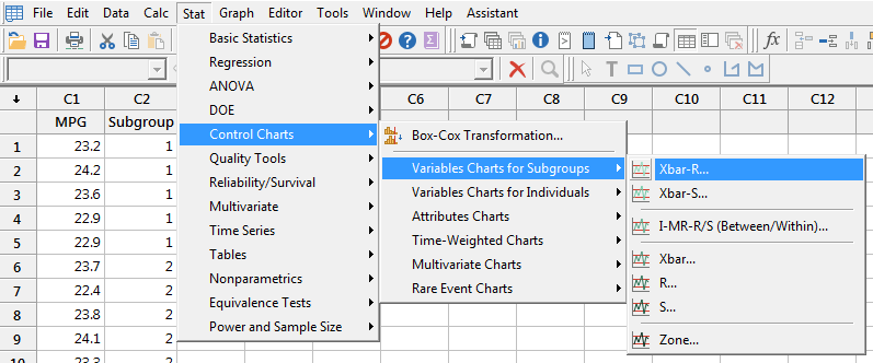 Xbar And R Chart Template