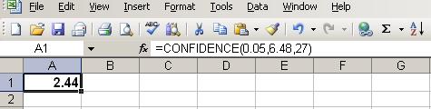 Confidence Interval example using Z-distribution in Excel