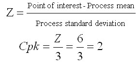 Relating Cpk to sigma (Z)