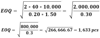 EOQ Calculation Example