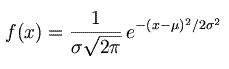 Density function for normal distribution