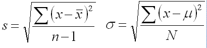 Formula for standard deviation